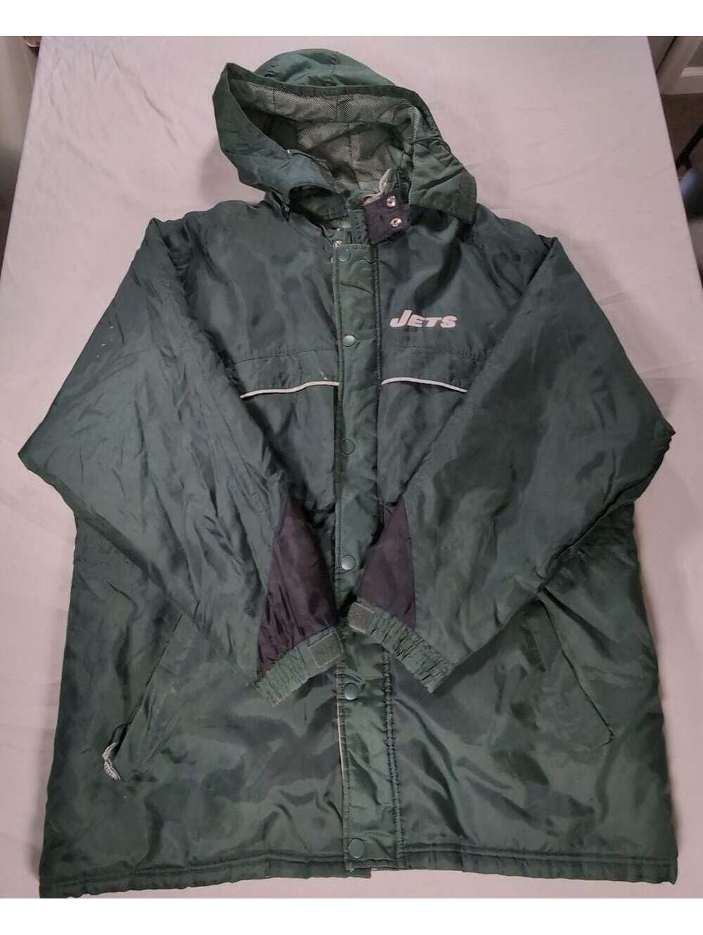 Vintage NFL New York Jets Green Hooded Full-Zip Winter Jacket Parka Size XL